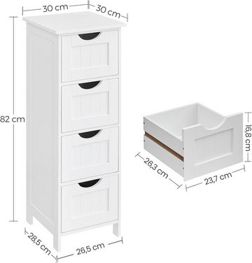 Bealife Badkommode,Badezimmerschrank,Beistellschrank mit 4 Schubladen, 82 cm,Weiß