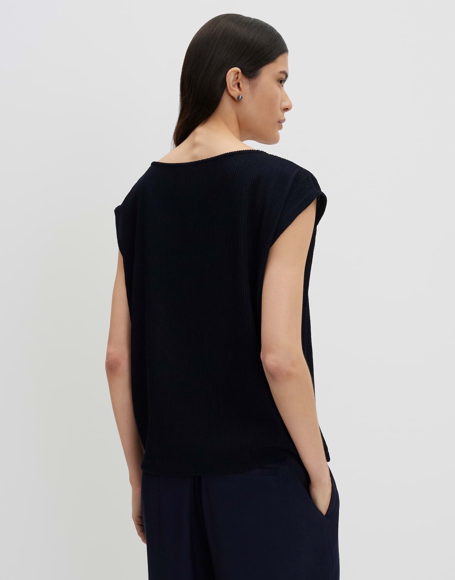someday Kurzarmshirt Keldine aus Jersey mit Plisseestruktur Elastischer Komfort mit softem Griff