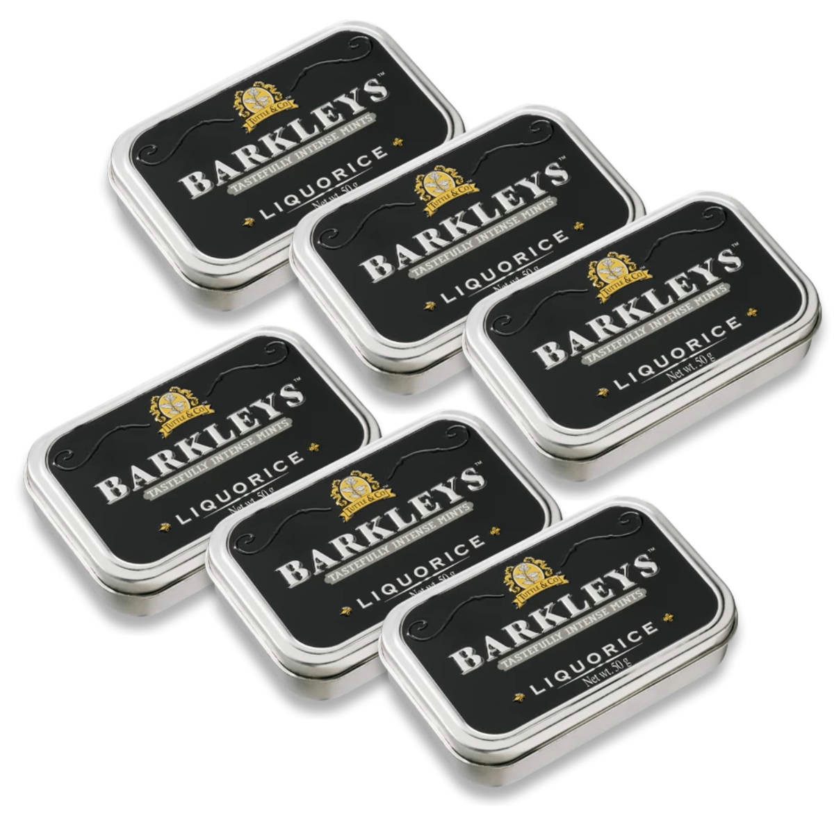 BARKLEYS Süßigkeit, Barkleys Liquorice Pastillen Lakritz in einer Metalldose 50g 6er Pack
