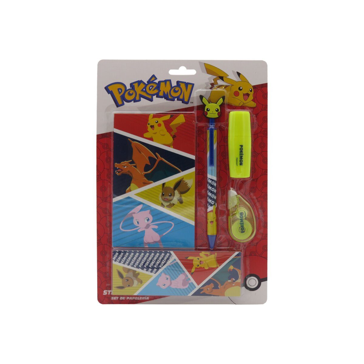 POKÉMON Notizbuch Pokémon Schreibwarenset mit Notizblock 5 teilig Schulset