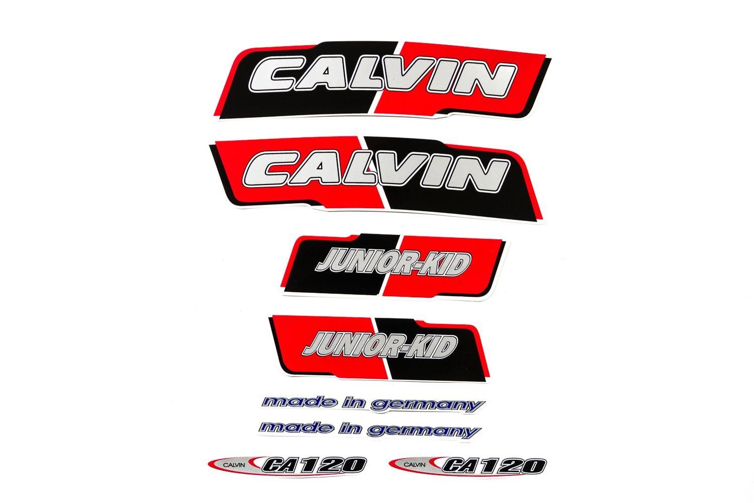 Non-Branded Fahrradrahmen Fahrrad DEKOR Satz Aufkleber Rahmen Sticker CALVIN Label schwarz rot