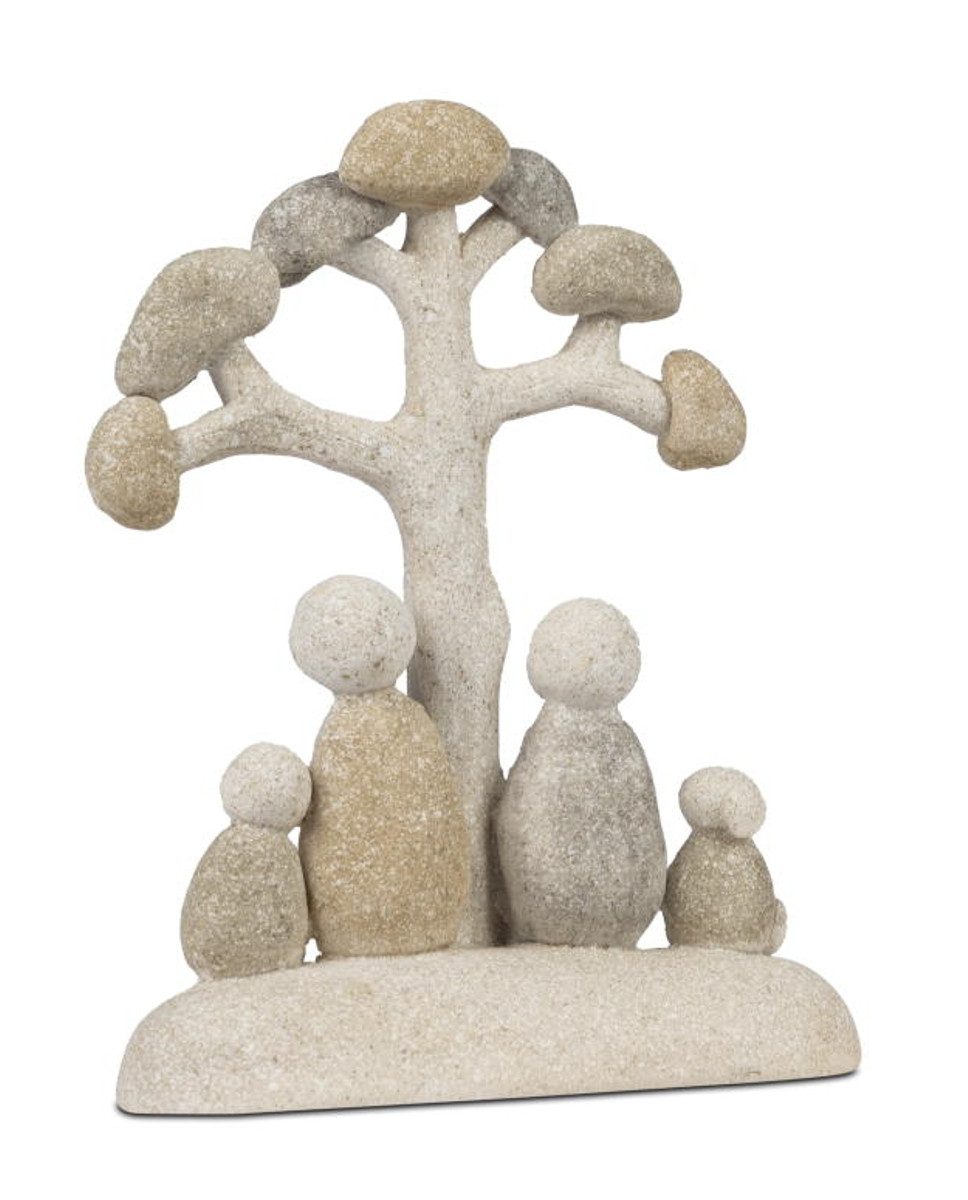 formano Dekofigur Steinmännchen Paar mit Baum Kind und Hund 15 cm Kunststein (1 St)