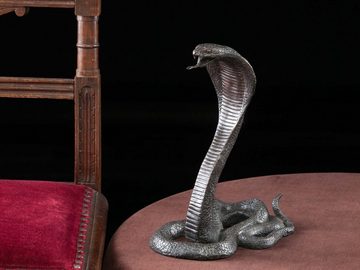 Aubaho Skulptur Bronzeskulptur Bronze Skulptur Schlange Kobra Cobra Statue Bronzefigur
