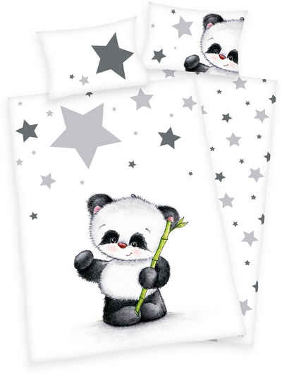 Babybettwäsche Jana Panda, Baby Best, Biber, 2 teilig, mit Panda