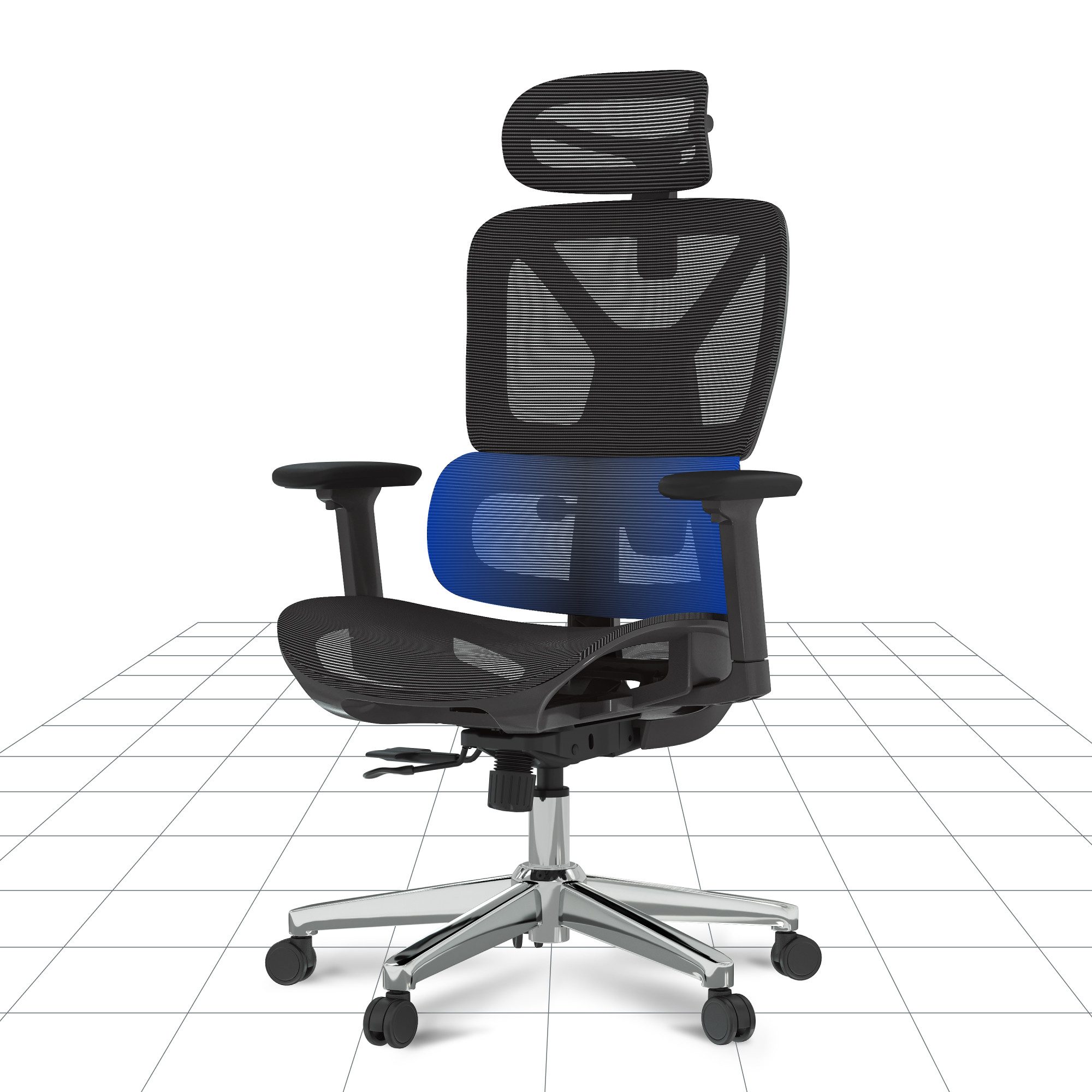 FLEXISPOT Bürostuhl ErgoX, Schreibtischstuhl Premium Ergonomischer (Rückenlehne verstellbar 90°-135°, 3D-Armlehnen, 3D-Kopfstütze, 5D-verstellbare Rückenlehne), Chef-Mesh-Bürostuhl, Computer-Bürostuhl, 130KG Tragkraft