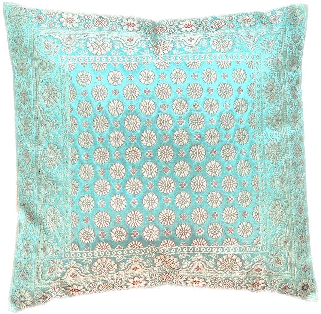 Ruwado Kissenbezug - Handgefertigt Dekokissen aus Indische Banarasi Seide - 40cmx40cm, "Handgewebt und Handgenäht aus Indien"