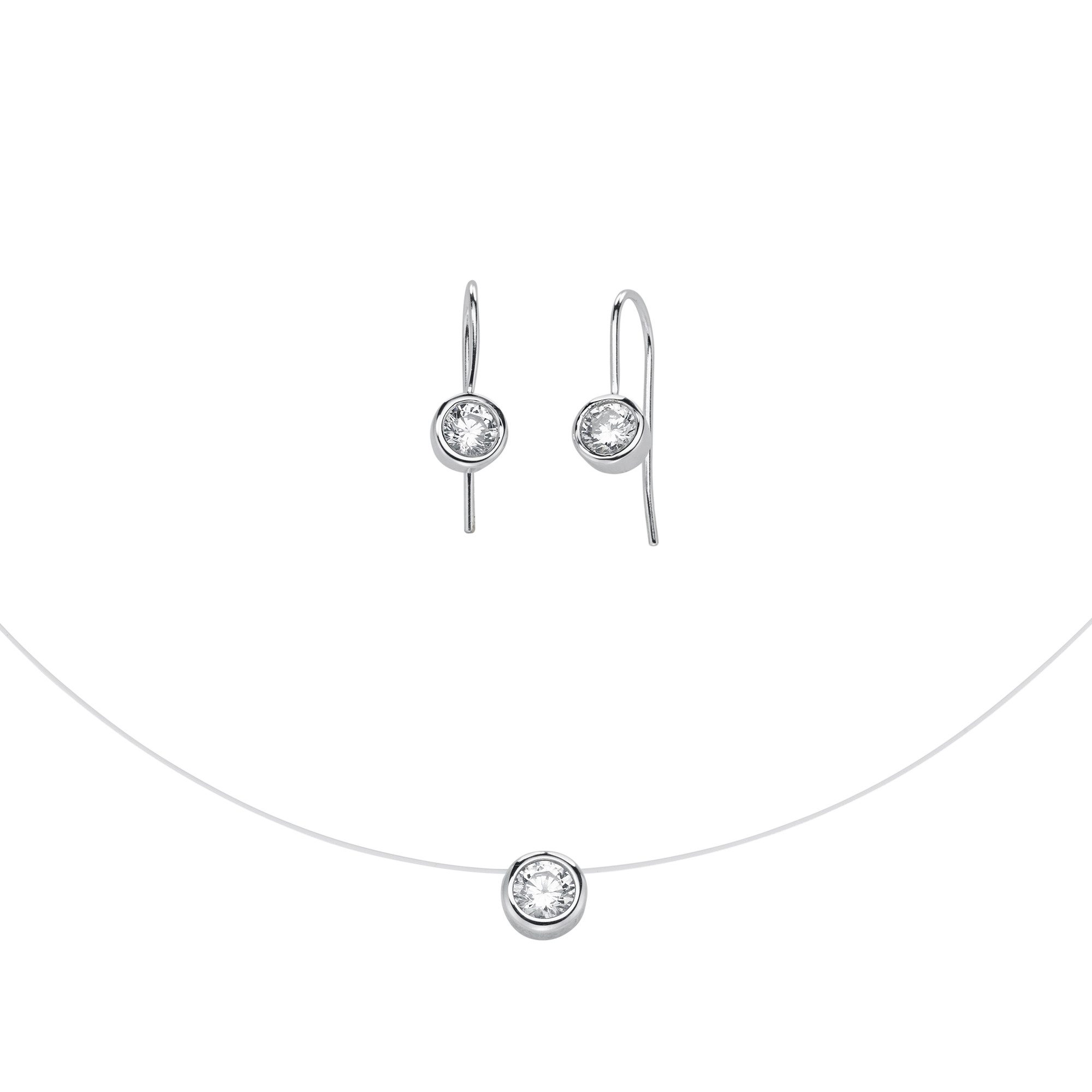 Firetti Ohrring und Ketten Set Schmuck Geschenk Silber 925 Ohrringe Halskette mit Anhänger Solitär (Set, 2-tlg), mit Zirkonia (synth)