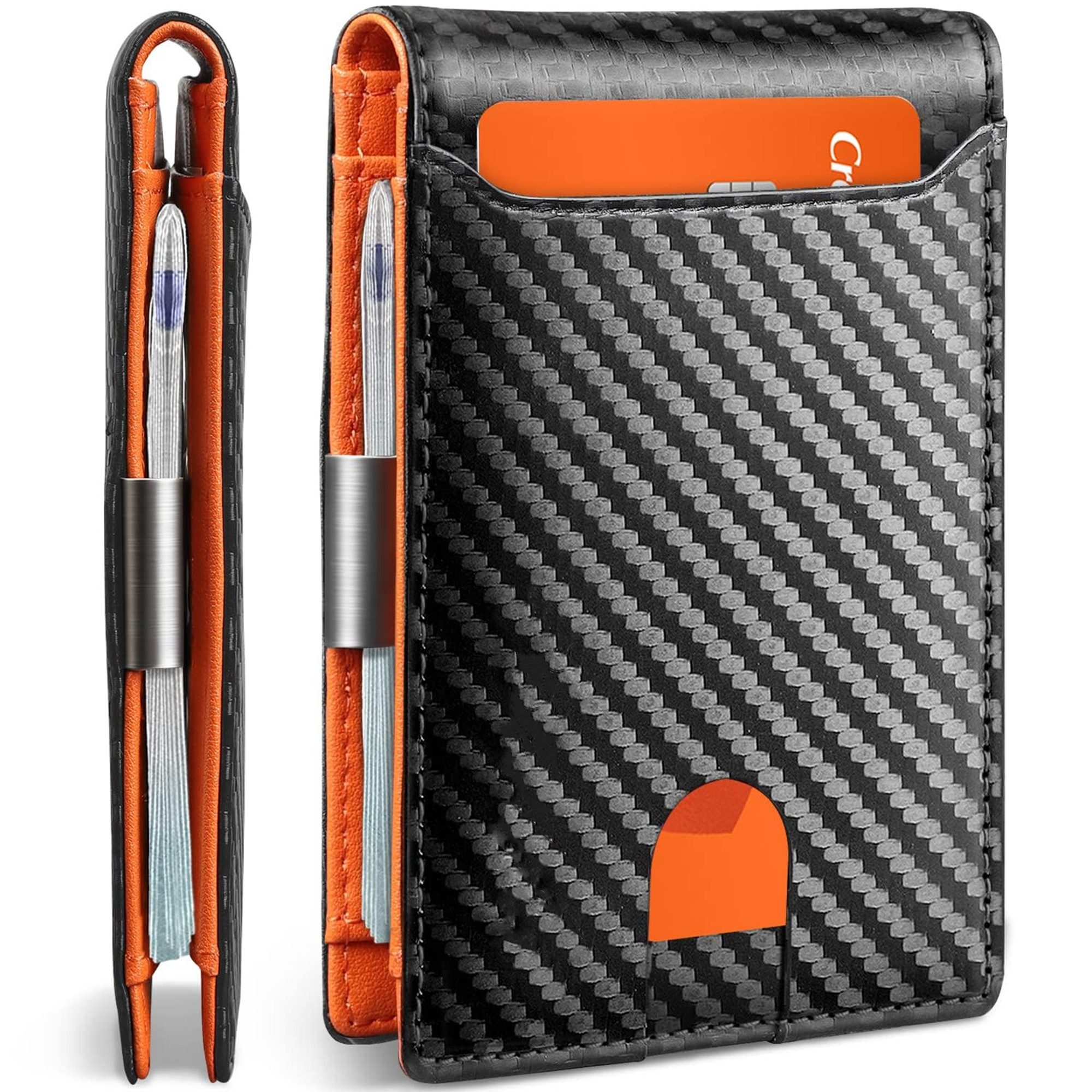 ibettertec Mini Geldbörse Geldbörse Herren Slim Wallet RFID Blocking Kohlefaserleder (Portmonee Herren mit 11 Kartenetui, Ausweisfenster, Geldscheinklammer, Minimalistischer Geldbeutel Herren,Geldbörse Herren mit RFID Schutz, Portmonee Portemonnaie Herren klein, Slim Wallet mit Münzfach, Mini Geldbörse Herren&Damen, Kreditkartenetui Kartenetui-Geldbeutel)