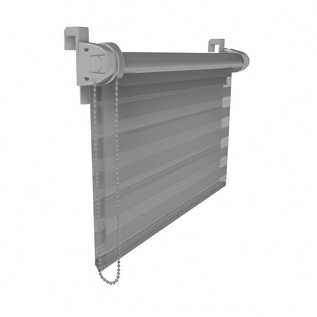 Doppelrollo Tag-Nacht Fensterrollo Klemmfix Zebrarollo mit Stopper, Furnify, ohne Bohren, Klemmfix, Kettenzug mit Stopper