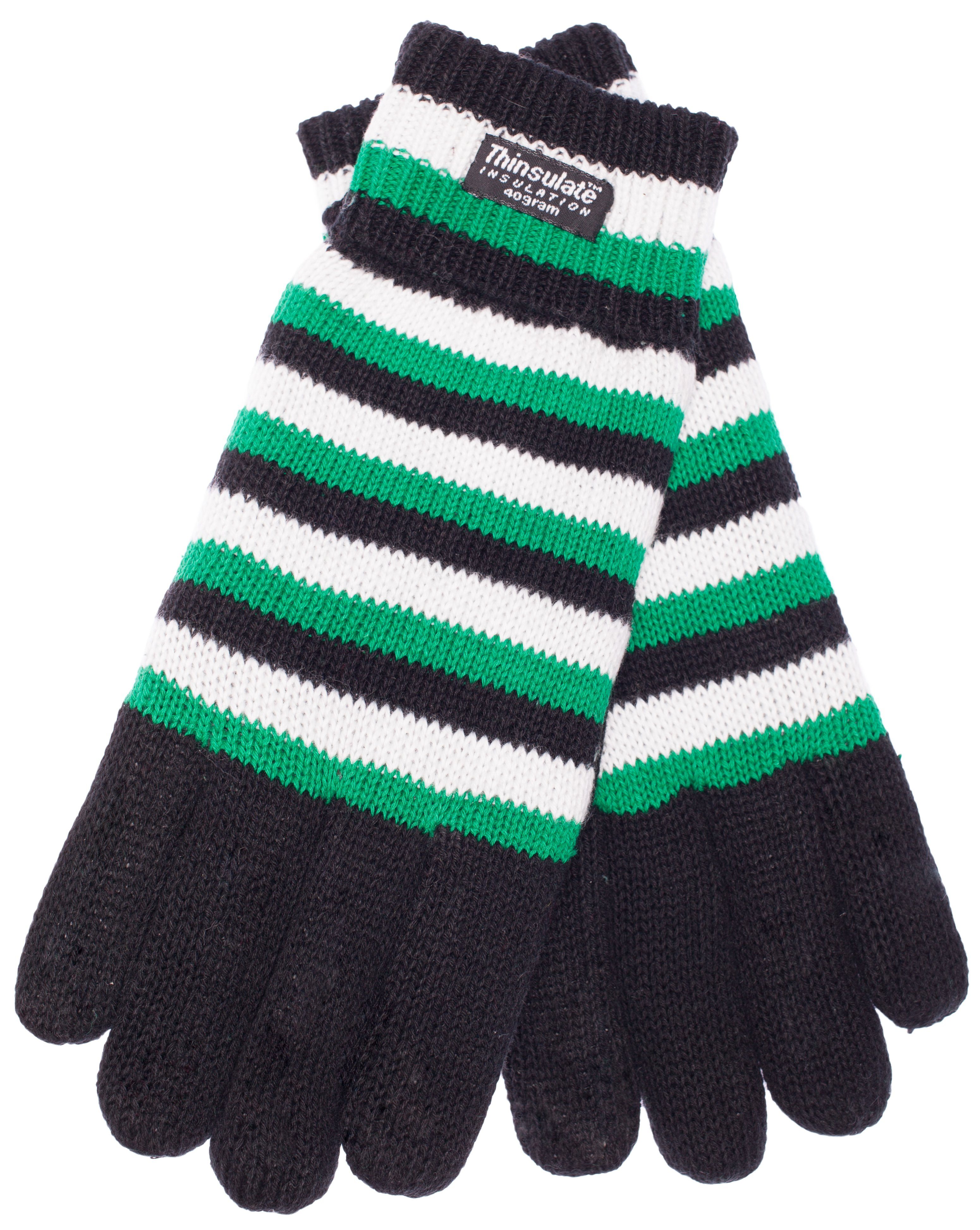 EEM schwarz-weiß-grün Herren-2805 Strickhandschuhe