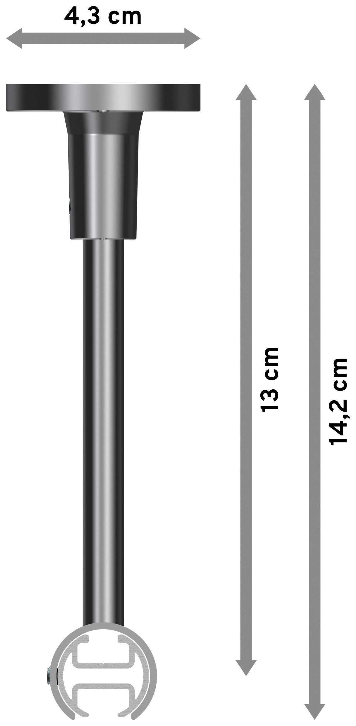 INTERDECO Innenlaufschiene Sonette Santo, Ø 20 mm, 1-läufig, Fixmaß, kürzbar, Deckenmontage, Aluminium, Chrom