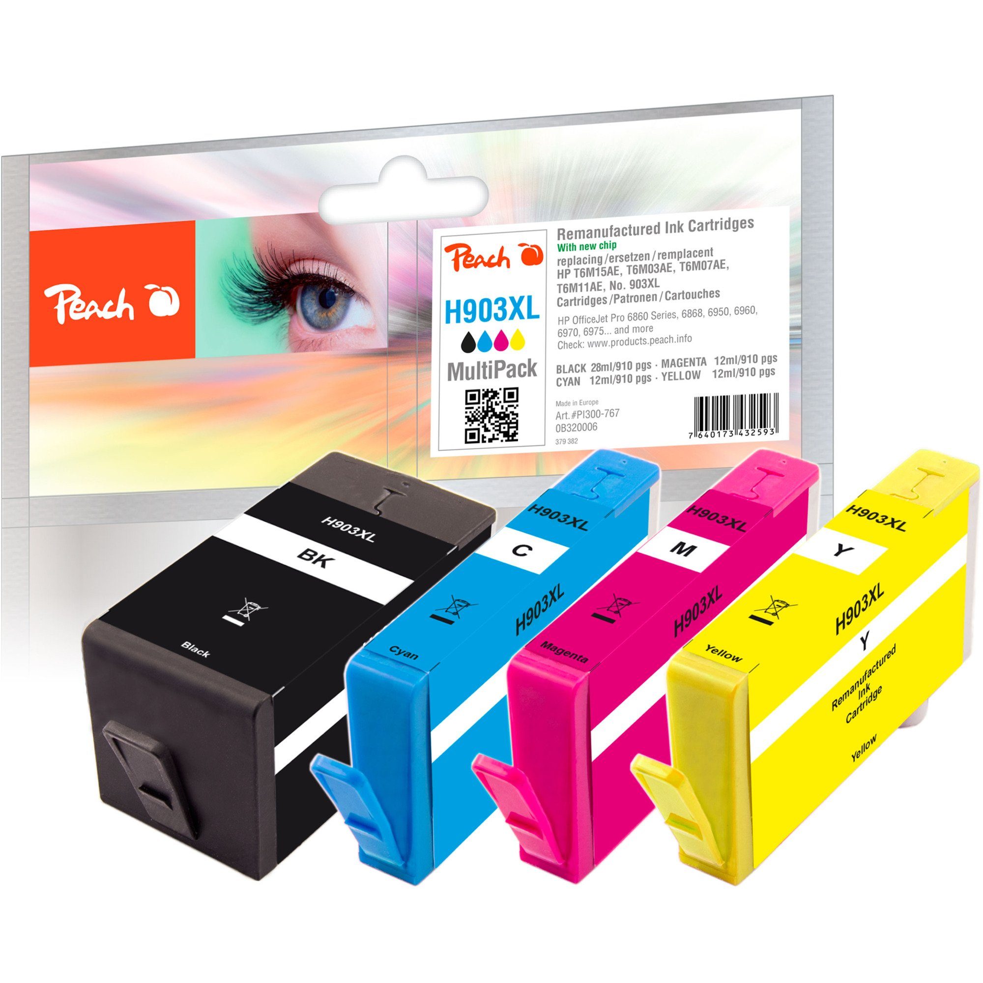 Peach Peach Tinte Sparpack PI300-767, (kompatibel zu HP Tintenpatrone