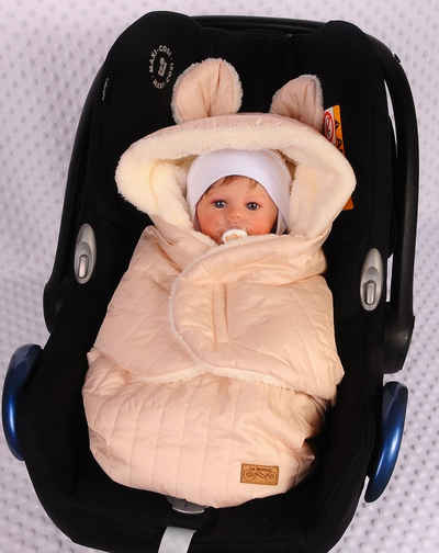 Einschlagdecke Einschlagdecke für Babyschale Autositz Baby Decke, La Bortini, warm gefüllt, weich gefuttert, mit Klettverschluss, Universal