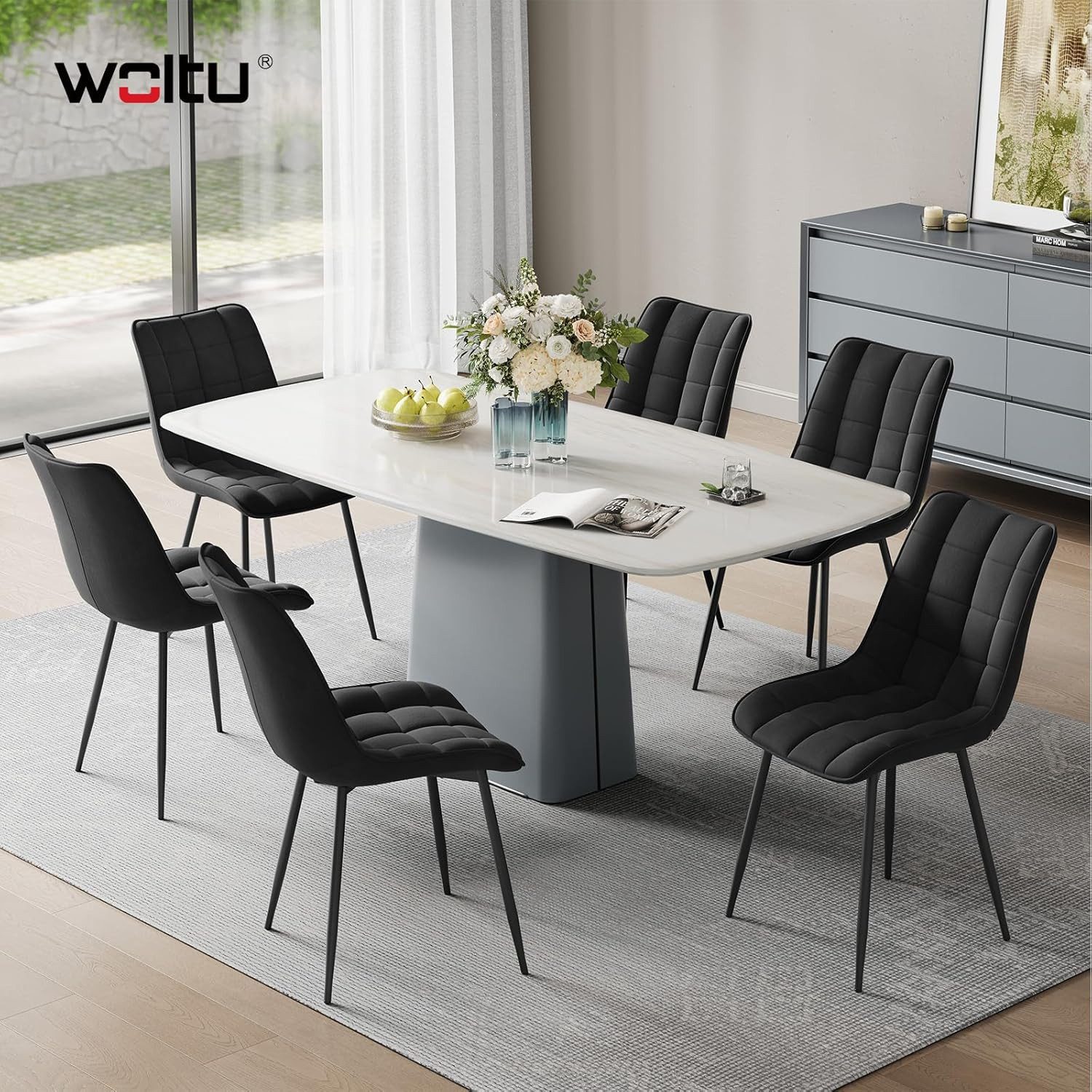 Woltu 4-Fußstuhl (6 St), Küchenstuhl Polsterstuhl Design Stuhl, aus Samt günstig online kaufen