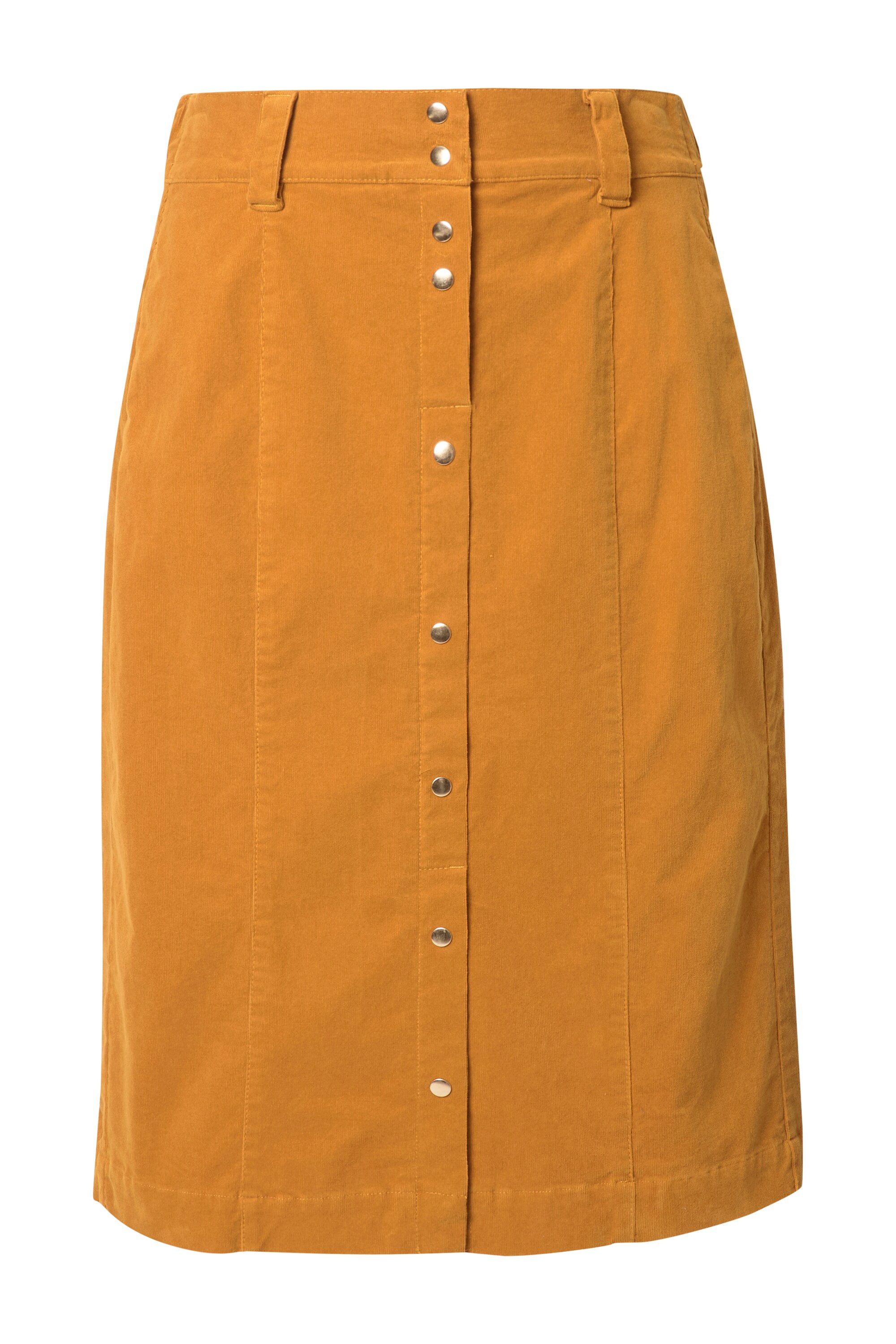 Ulla Popken Jerseyrock Cordrock Druckknopfleiste A-Linie günstig online kaufen