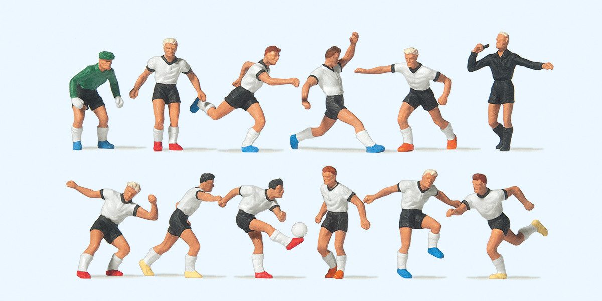 Preiser Sammelfigur Fussballmannschaft.Weiße Trik PRE10758, Made in Europe