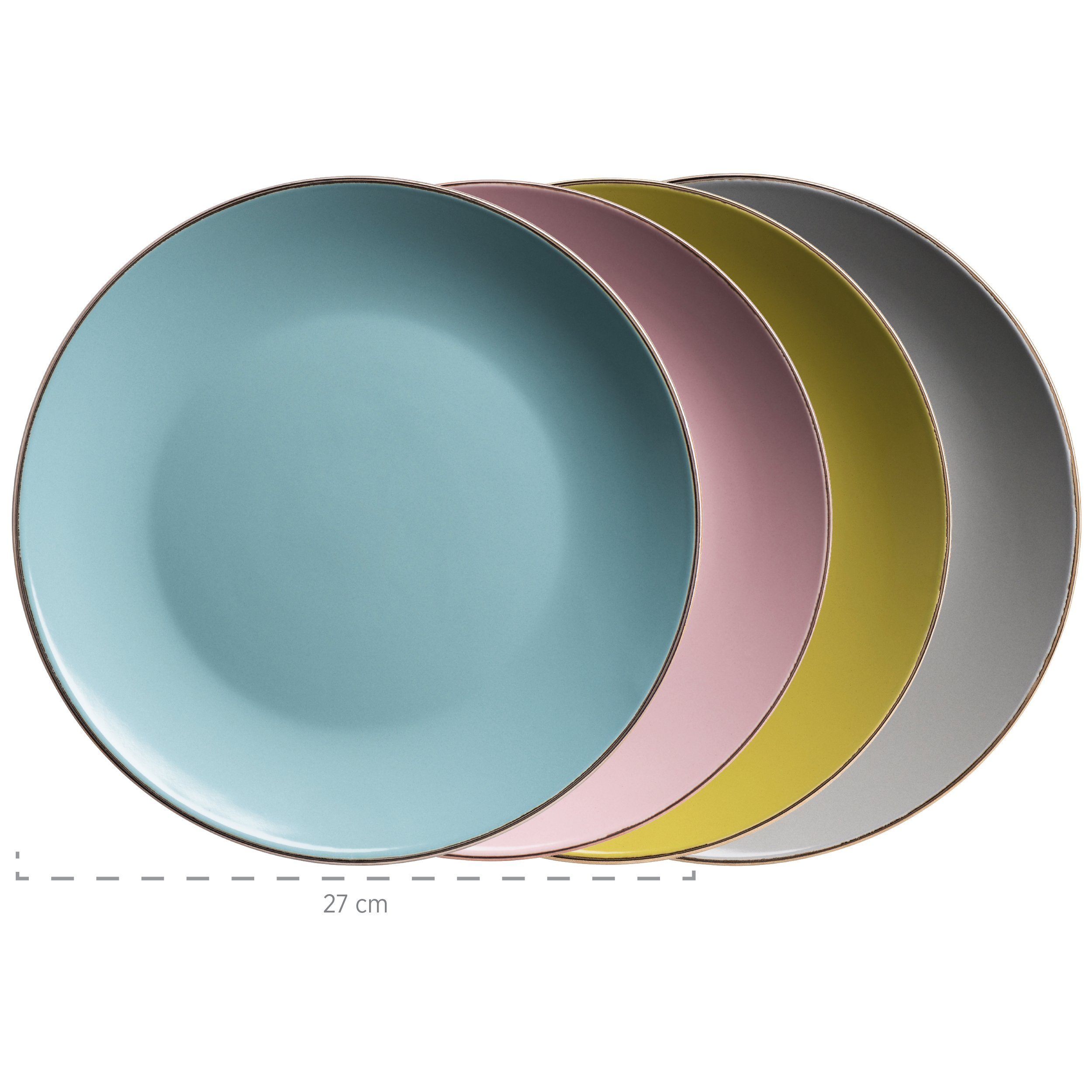 MÄSER Kombiservice METALLIC RIM (16-tlg), 4 Personen, Steinzeug