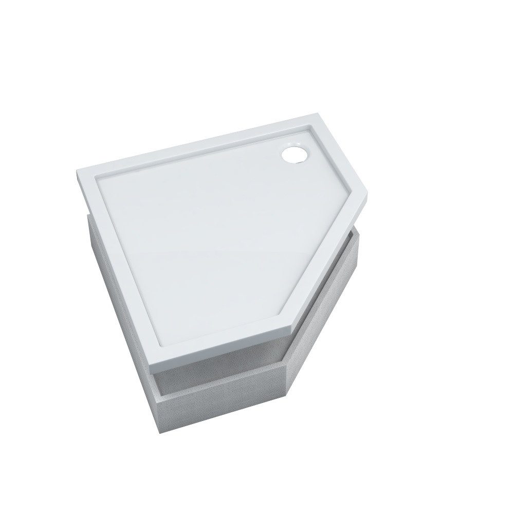 Aquabad® Duschwanne BASIC Smooth White, Fünfeck, Acryl, 1-St., Duschwanne + Styroporträger, 90x90 cm