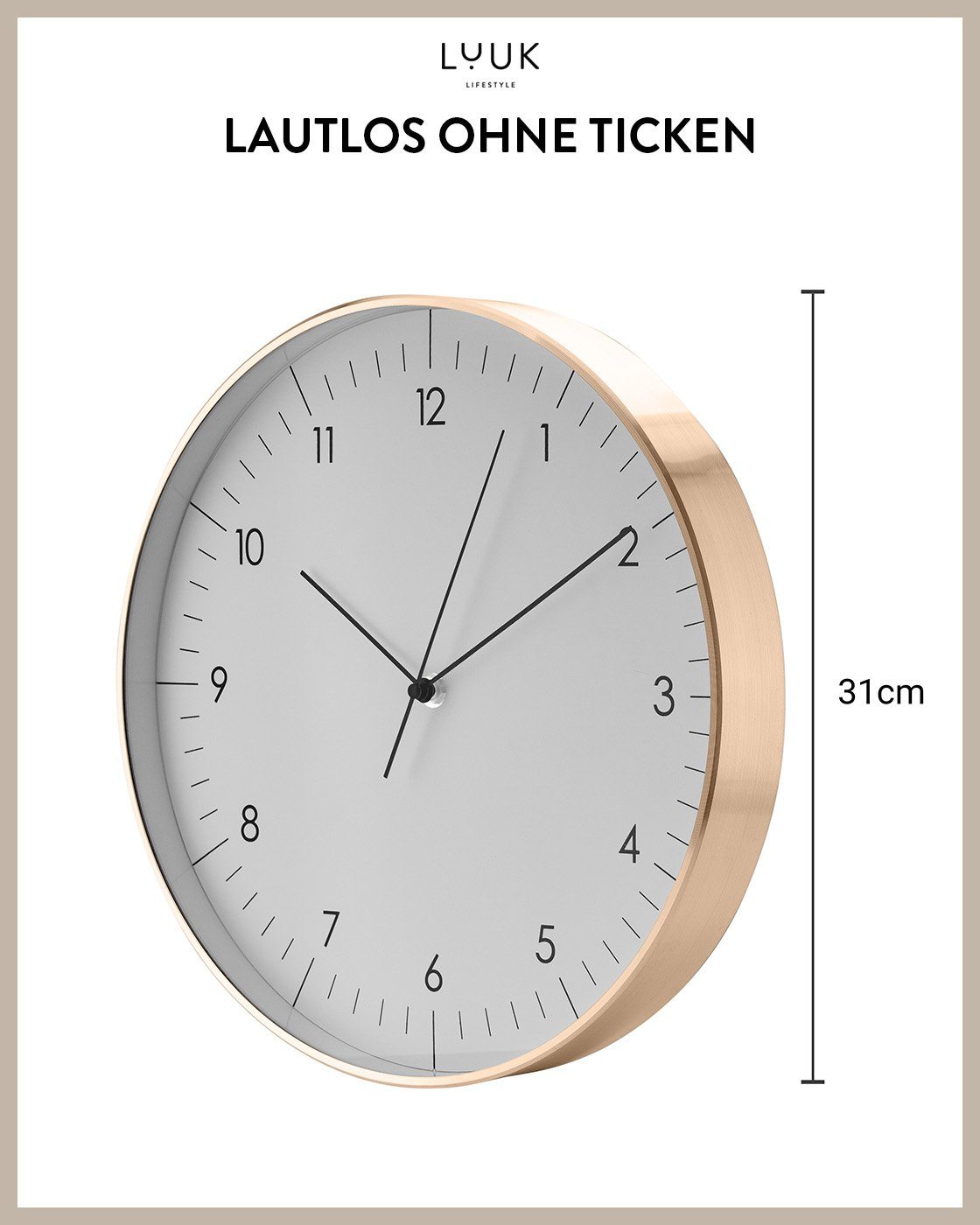 LUUK LIFESTYLE Wanduhr Helsinki (lautlos und ohne Ticken, modernes & skandi günstig online kaufen