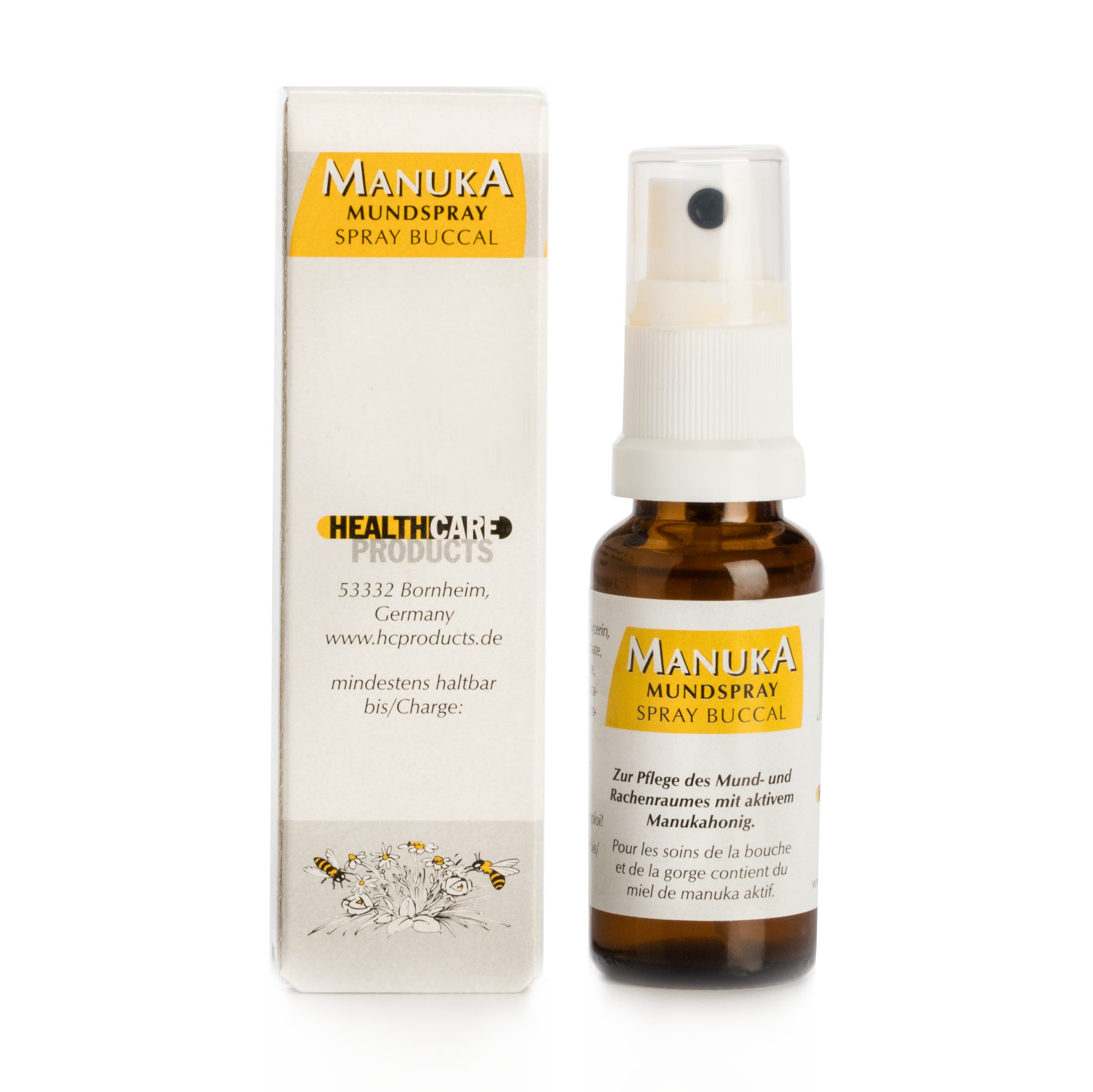 HC PRODUCTS Mundspray Manuka Honig Mundspray gegen Mundgeruch mit Pfefferminzöl & Eukalyptus, Mundspray gegen Mundgeruch I Naturprodukt I Ohne Alkohol I Mundpflege