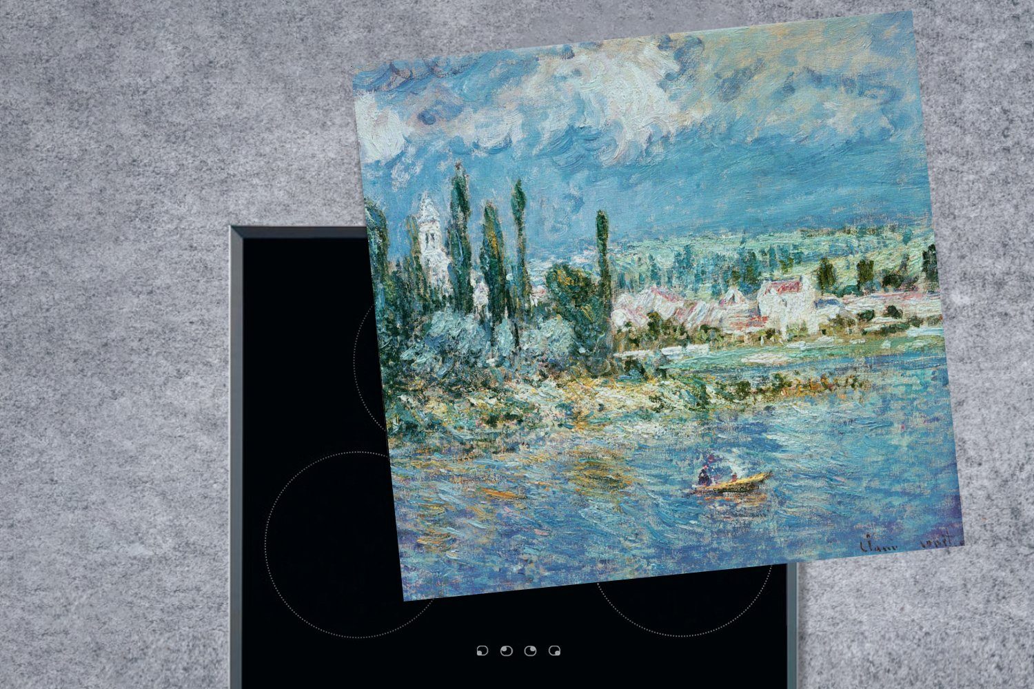 Vinyl, Gewitter für tlg), küche (1 Claude - Ceranfeldabdeckung, Arbeitsplatte Herdblende-/Abdeckplatte cm, MuchoWow 78x78 Monet, mit Landschaft