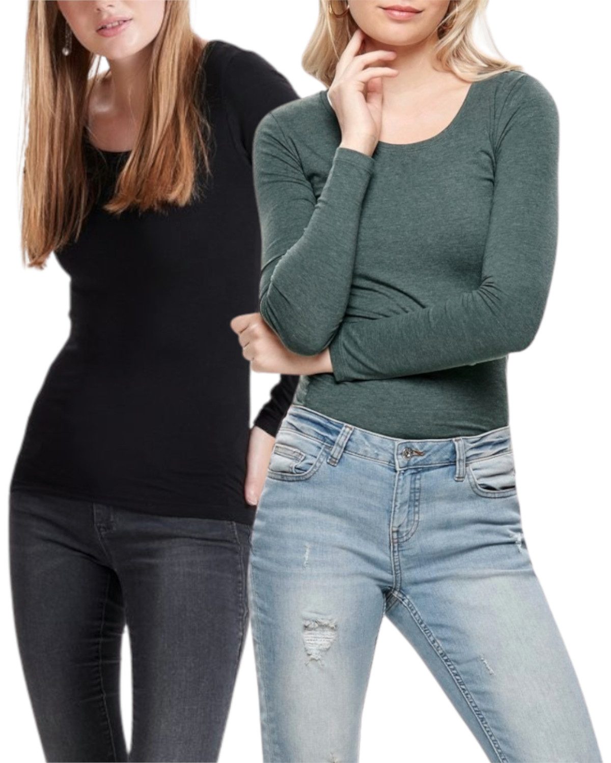 ONLY Langarmshirt Basic Shirt im 2er-Set günstig online kaufen