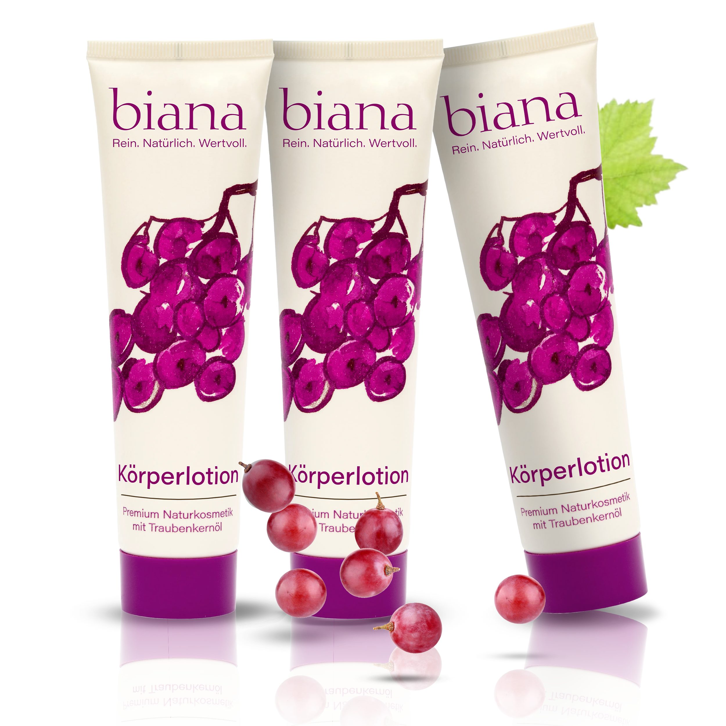biana Bodylotion – Premium Naturkosmetik mit Traubenkernöl OPC, in einer innovativen Holztuben Verpackung