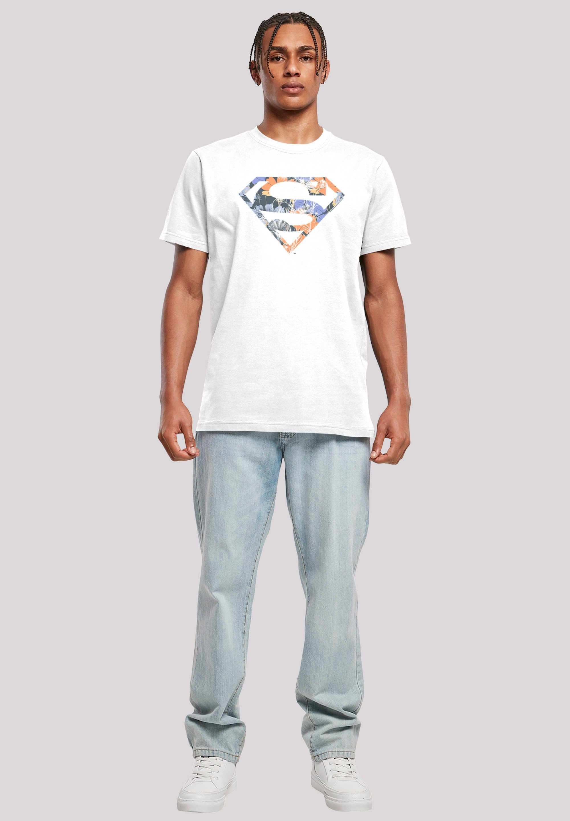 T-Shirt Floral Superheld DC Herren,Premium Logo Comics T-Shirt Merch,Regular-Fit,Basic,Bedruckt weiß Superman F4NT4STIC