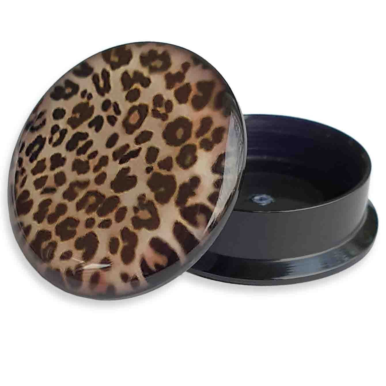 viva-adorno Plug 1 Stück Flesh Plug Ohr Leo Tunnel Acryl Leopardenmuster Leoprint, Leopard Schraubverschluss Innengewinde