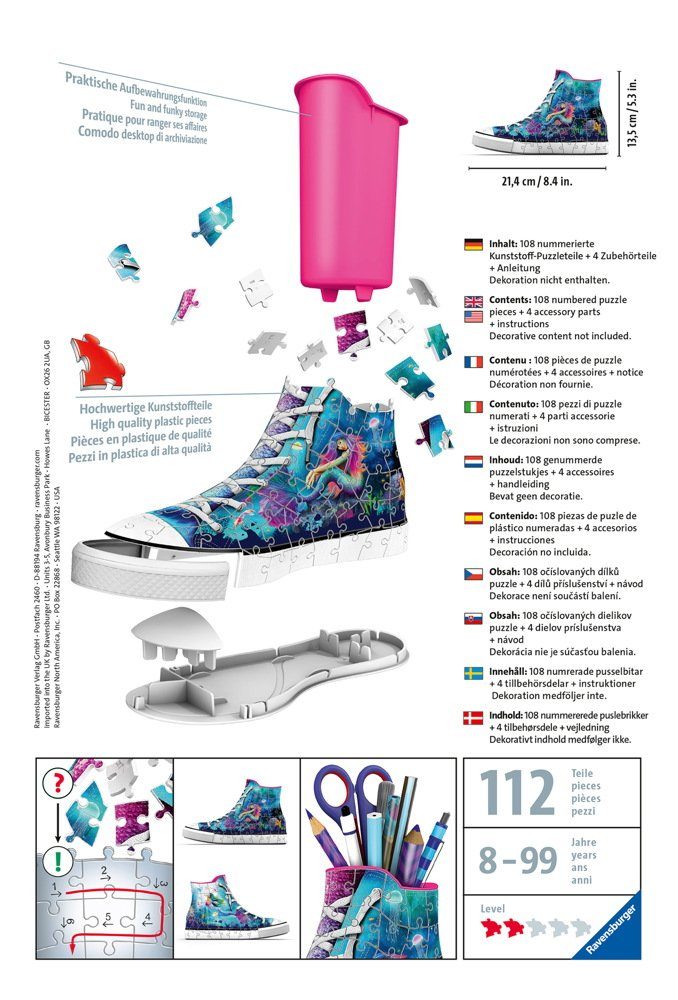 Ravensburger 3D-Puzzle 108 Teile 3D Puzzle Sneaker Bezaubernde Meerjungfrau günstig online kaufen