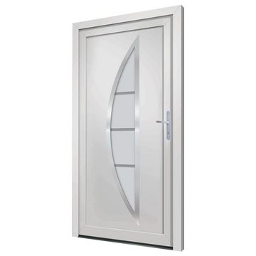 vidaXL Haustür Haustür Weiß 98x208 cm PVC Eingangstür Haus Kunststoff Glas-Element Re