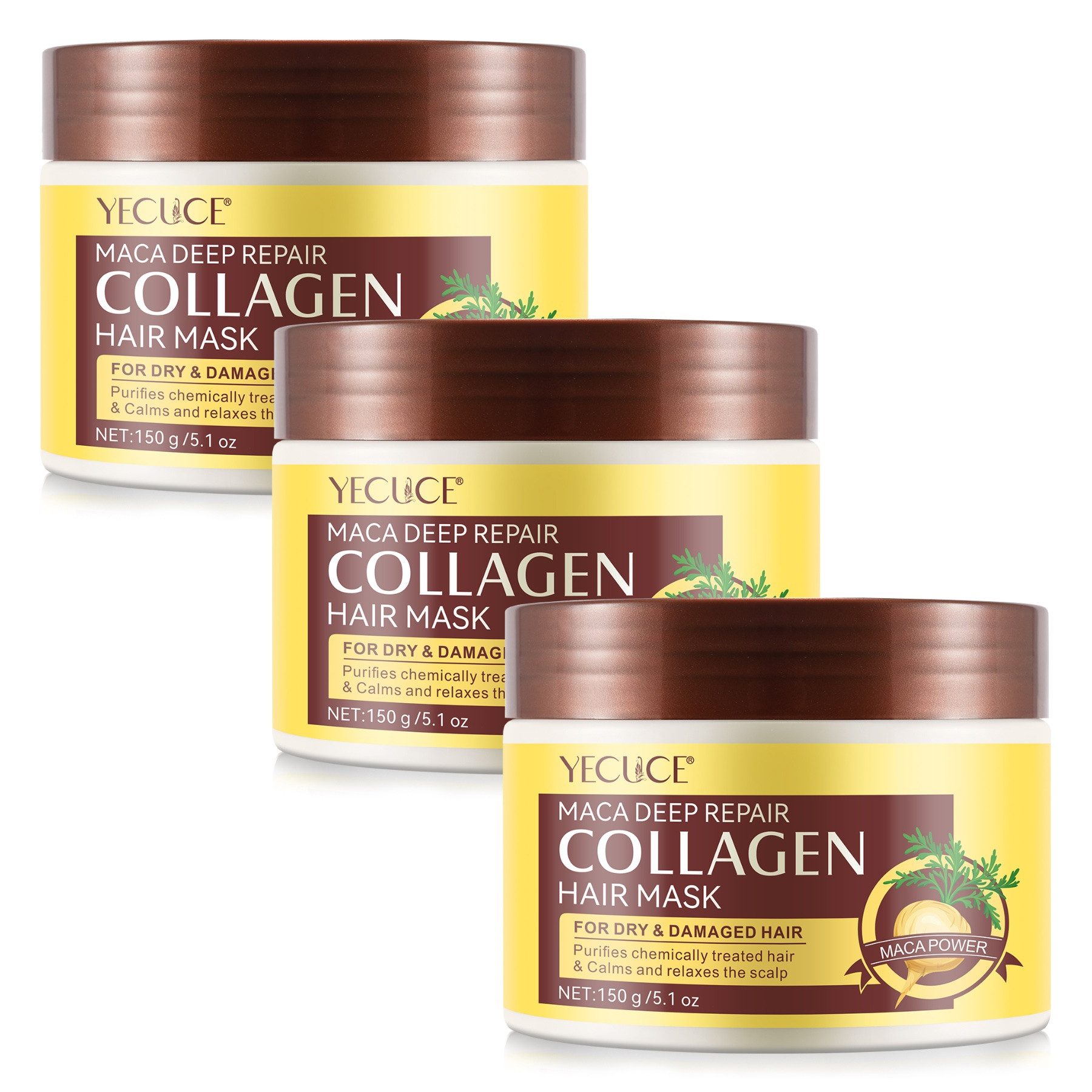 ALIVER Haarmaske Kollagen Haarkur Tiefenpflege Tiefenreparatur Haarspülung für Haare, 3-tlg., Aliver, Haarmaske, Haarkur, Haarpflege