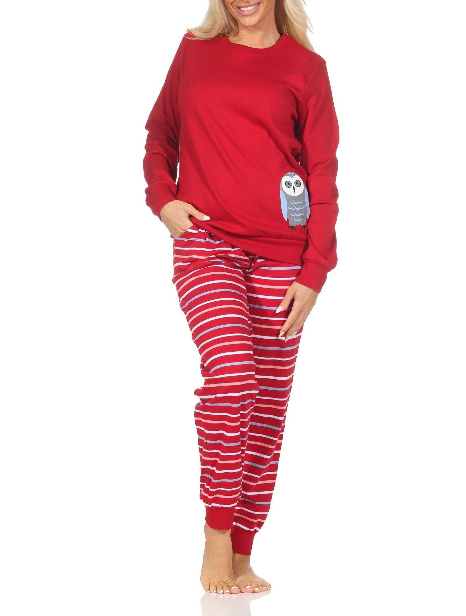 Pyjama Normann Damen Schlafanzug in Kuschel Interlock Qualität + Tiermotiv