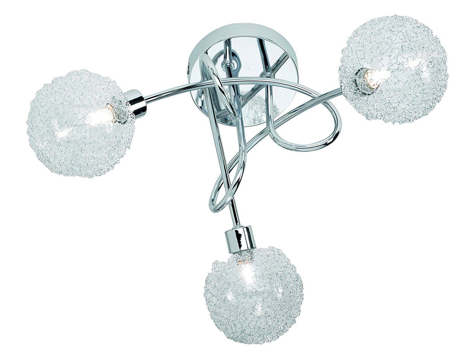 Design Decken Leuchte Glas Kugel Lampe 3-flammig Spirale Flur Wohnzimmer WOFI 