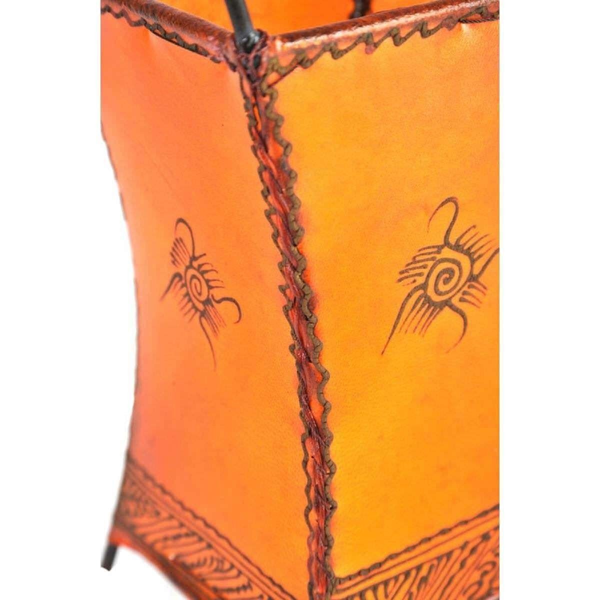 SIMANDRA Orange Lederlampe Warmweiß, Stehlampe Ambilight, marokkanische Carree Sonne, ohne Leuchtmittel,