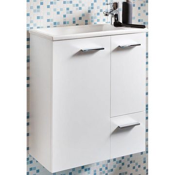 Lomadox Waschtisch-Set MARCEY-04, (Spar-Set, 2-St., 2-tlg), Waschplatz-Set Badezimmermöbel Set weiß inkl. Keramik Waschbecken