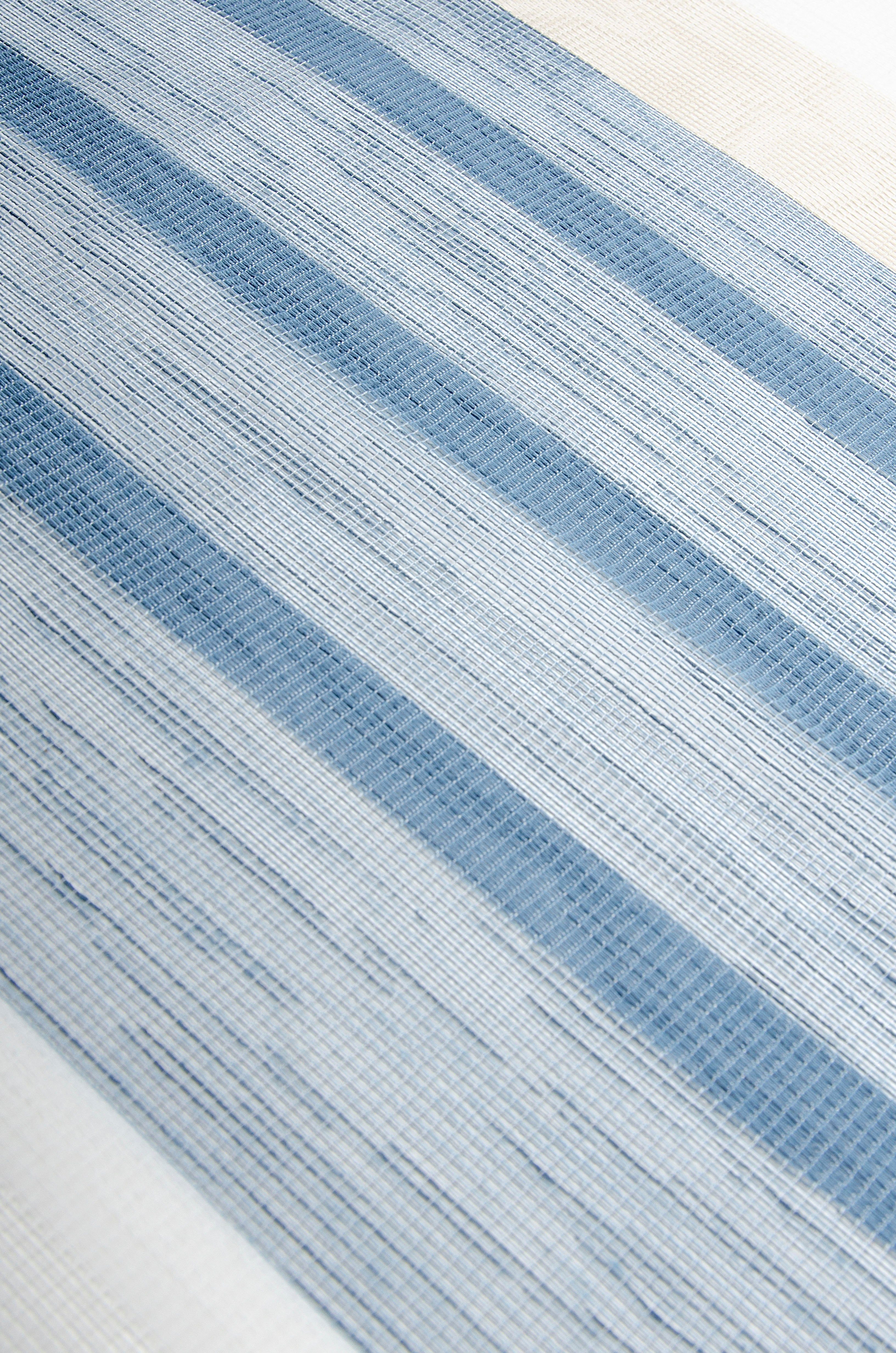 Vorhang Multifunktionsband (1 you!, im Querstreifen Abby, Neutex for St), Jacquard, wollweiß/blau Skandi-Look transparent,