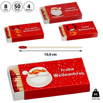 CEPEWA Feuerzeug Streichhölzer 'Frohe Weihnachten' 8er Set 4 Motive 12,5x2x6,5cm Karton