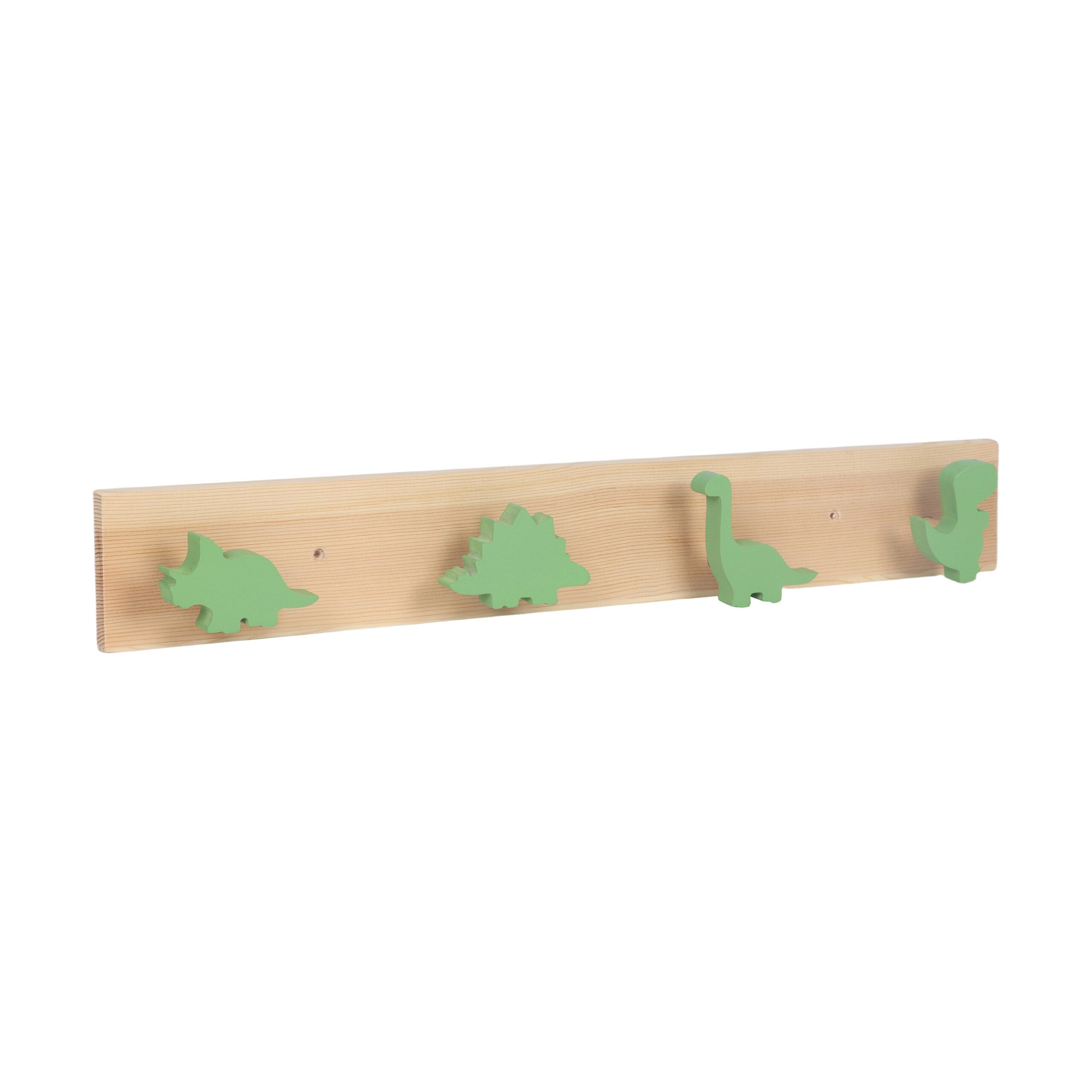 relaxdays Garderobenleiste Kindergarderobe 4 Haken Dino