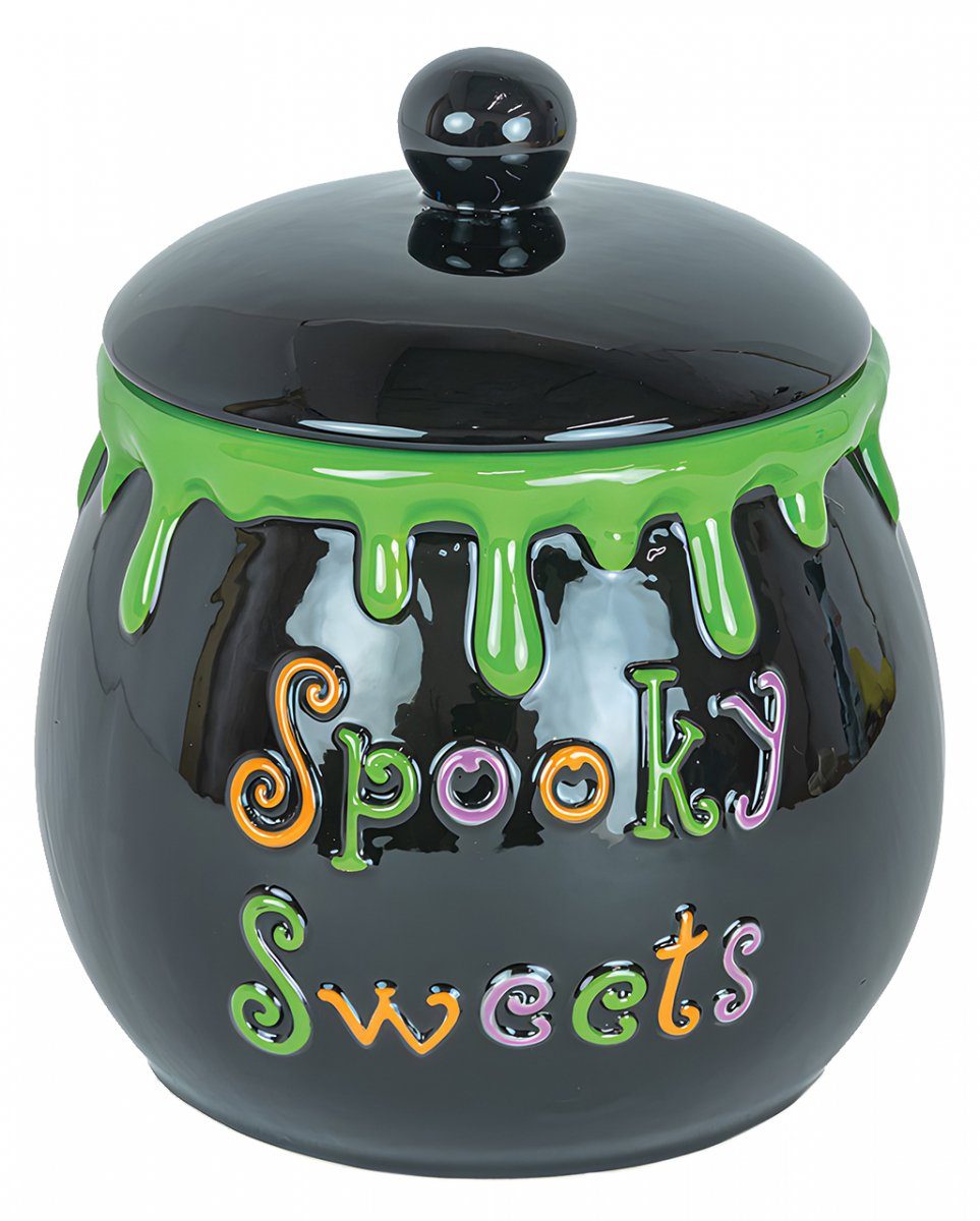 Horror-Shop Geschirr-Set Spooky Sweets Hexenkessel Keramik Keksdose für Hal, Keramik