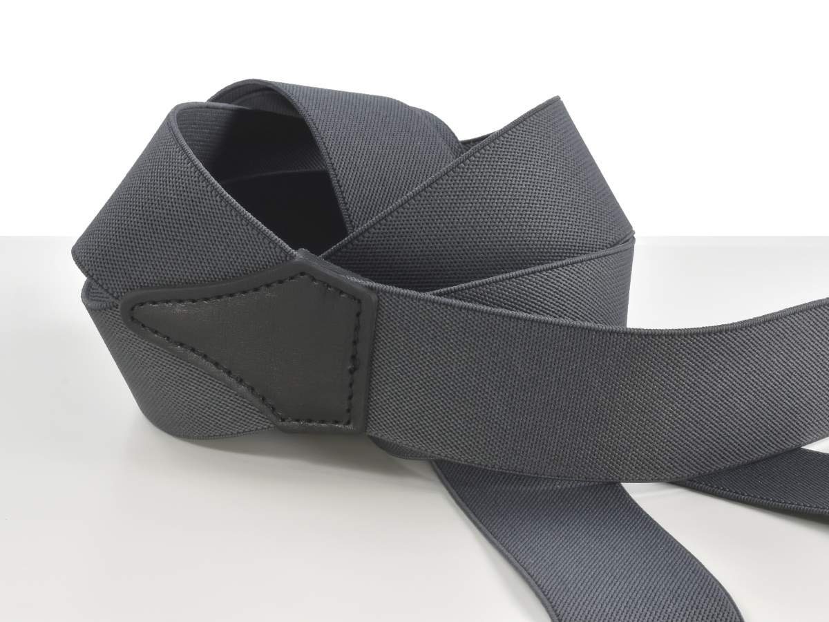LLOYD Men’s Belts Hosenträger Casuals Holländer, grau, schwarze Bandbreite, 35mm Lederparts mit Hosenclips