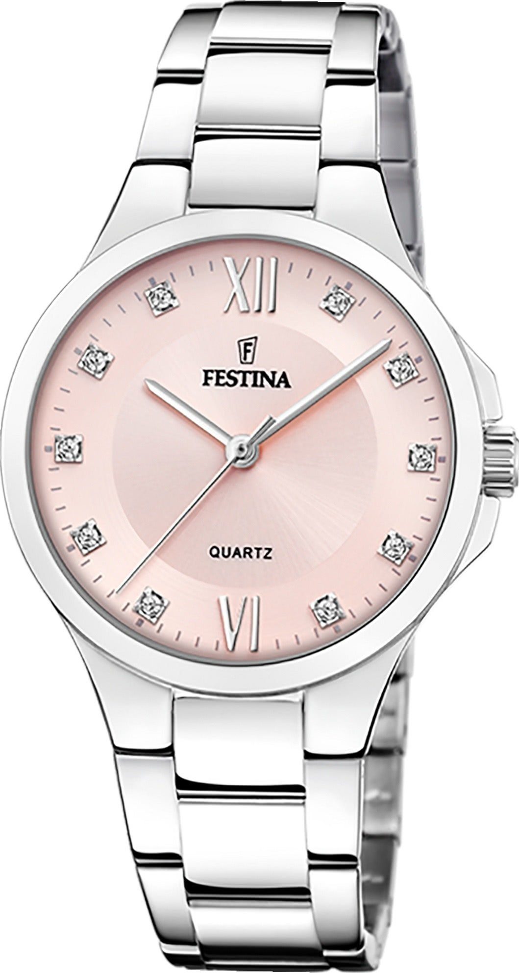 Festina Quarzuhr Festina Damenuhr Mademoiselle, (Analoguhr), Damen Armbanduhr rund, Edelstahlarmband silber, Fashion
