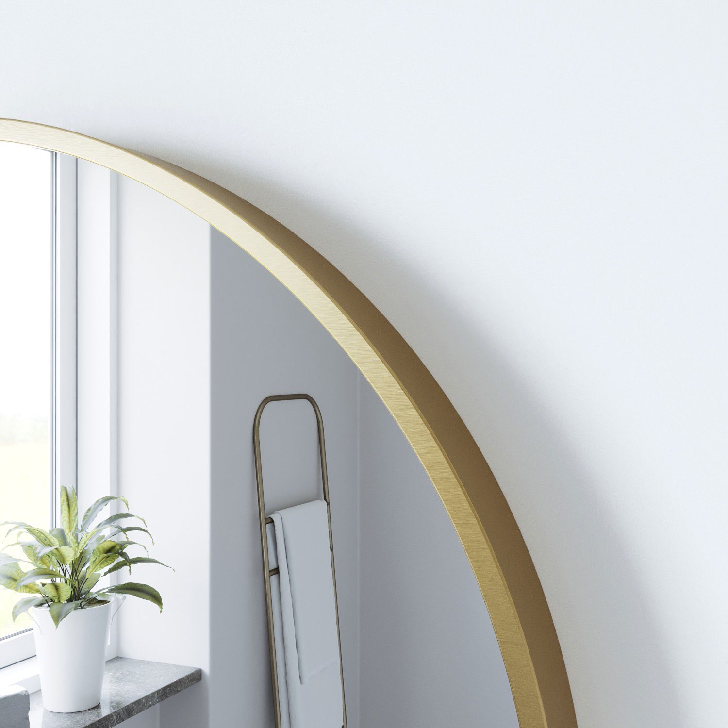 AQUALAVOS Wandspiegel Rund Spiegel 60cm Schminkspiegel Dekorative Wandspiegel für Badezimmer, 4 mm Kristallglas hochwertigem Aluminium für Badezimmer Ankleideraum