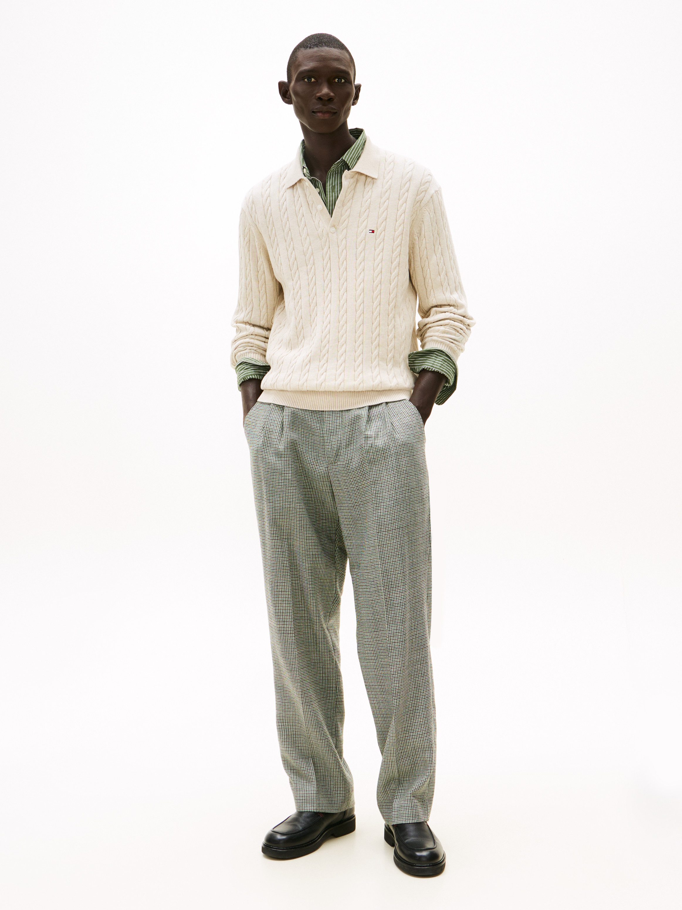 Tommy Hilfiger Polokragenpullover CLASSIC COTTON CABLE mit Zopfmuster, regular fit