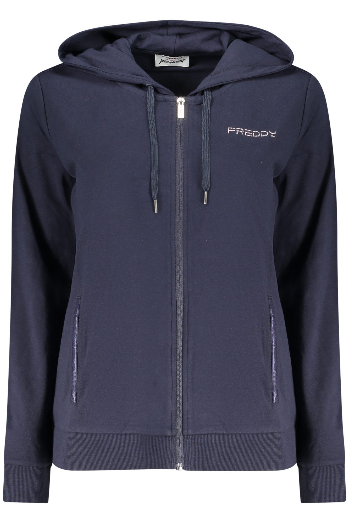 Freddy Sweatshirt Damen-Kapuzenpullover in Blau mit Reißverschluss &