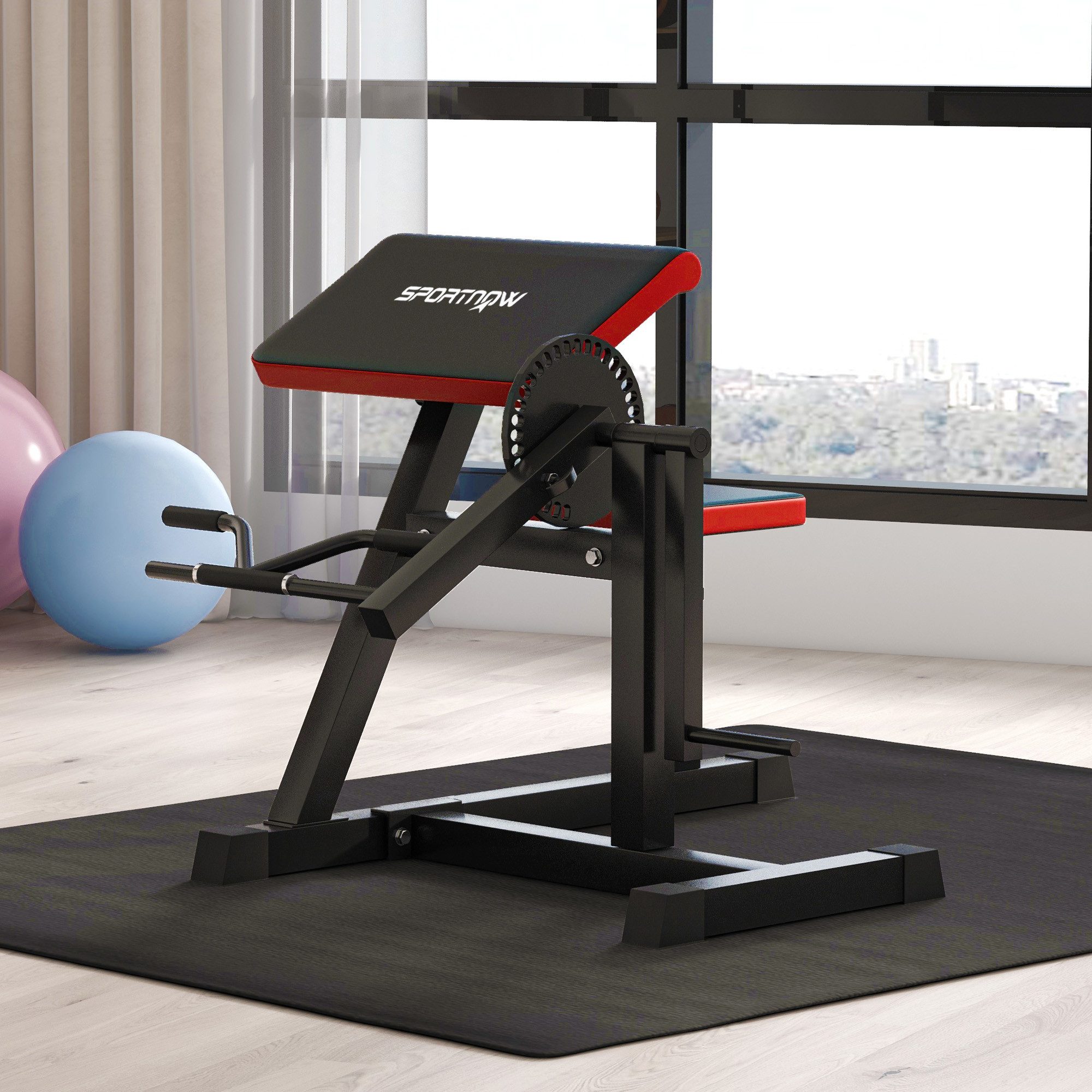 SPORTNOW Hantelbank 2-in-1 Bizeps-Trizeps-Curl-Maschine mit verstellbarem Sitz, (Bizeps, Trizeps Curl Maschine, 1-tlg., Fitnessgerät), Kunstleder, Schwarz