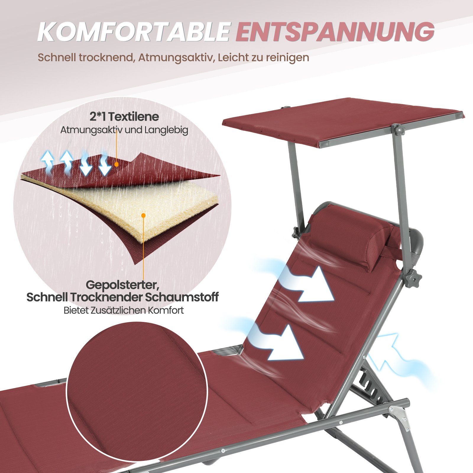 HOMECALL Gartenliege Sonnenliege AluLiege Liegestuhl Strandliege günstig online kaufen