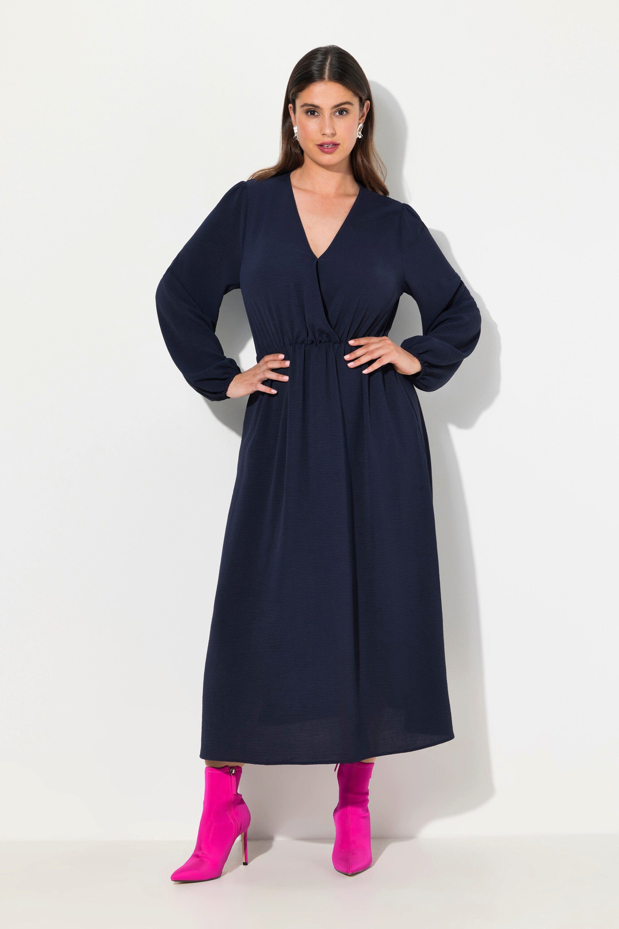 Ulla Popken Midikleid Midikleid Wickeloptik A-Linie günstig online kaufen