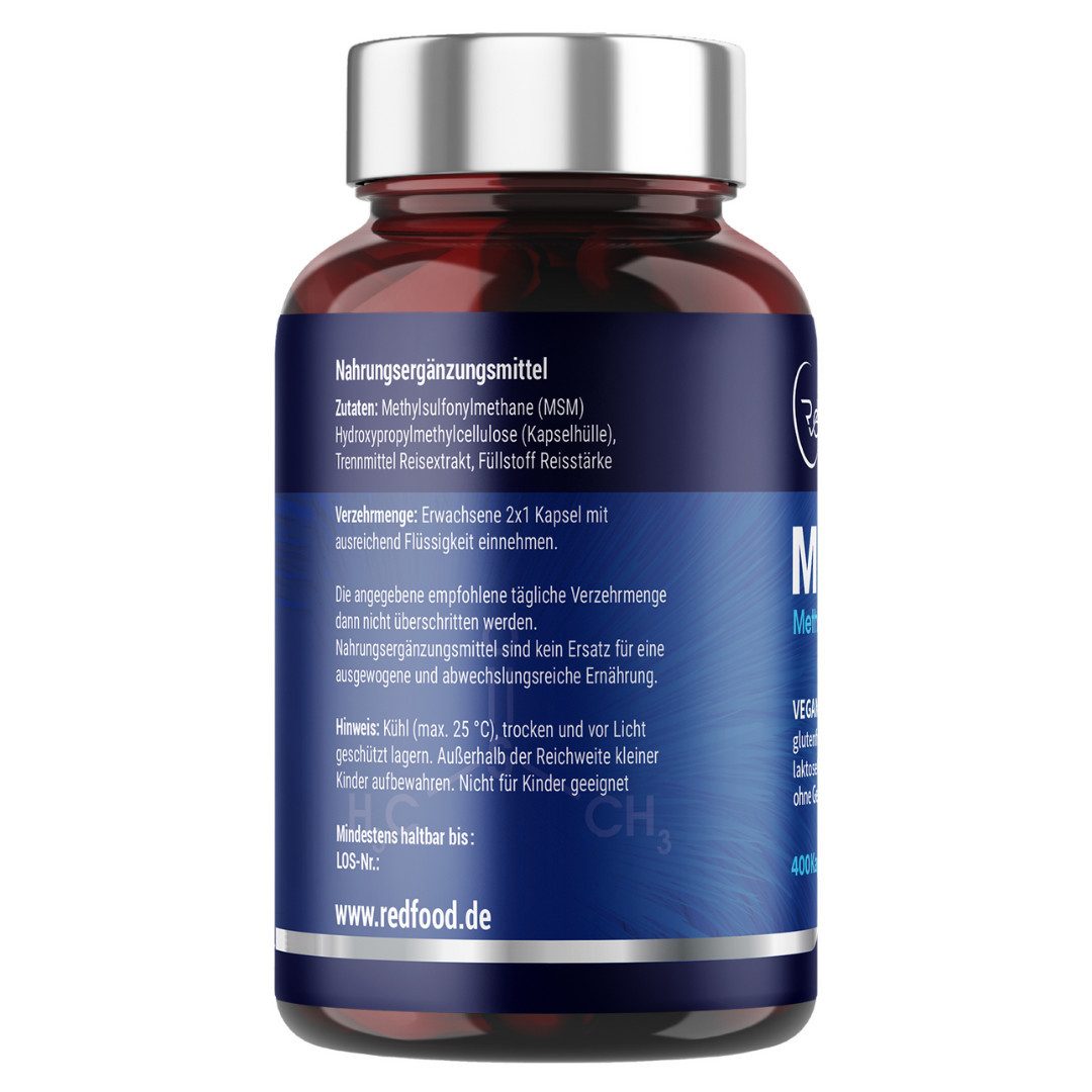 Redfood MSM Kapseln – Methylsulfonylmethan Kapseln, 1 er 400,00 St., 332 g