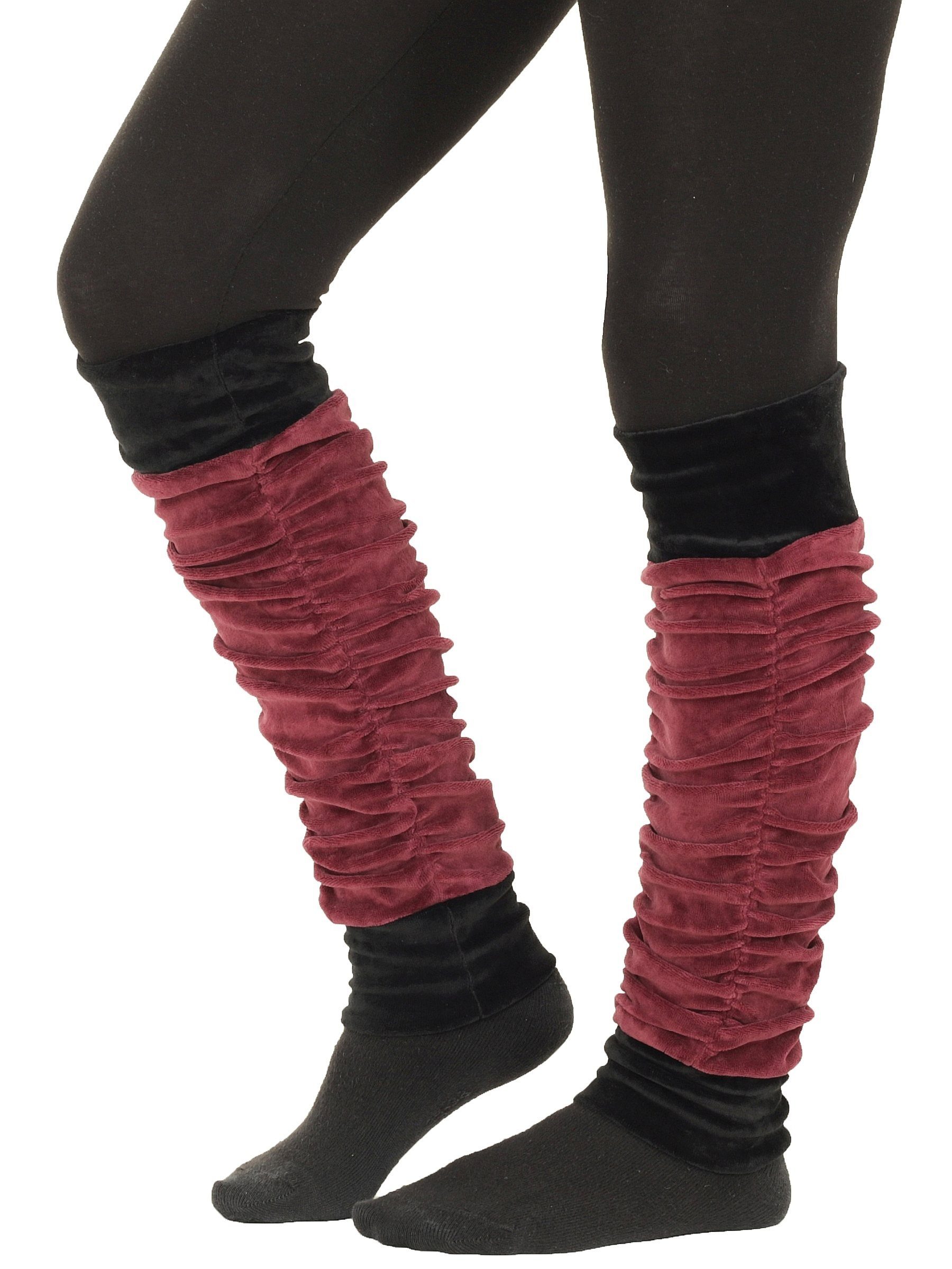 PUREWONDER Beinstulpen Stulpen aus Samt zweifarbig lw25 (1 Paar) Einheitsgröße Rot | Beinstulpen